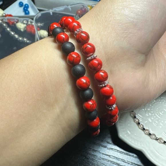 SOLD Rose 🌹 Red Turquoise Bracelet Set ❤️🌹🌹🌹 - Picture 6 of 6
